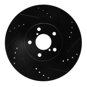 Saab 9-2X Brake Rotor (1) - Front Right - R1 Concepts - Drilled & Slotted - Black - `01-`08